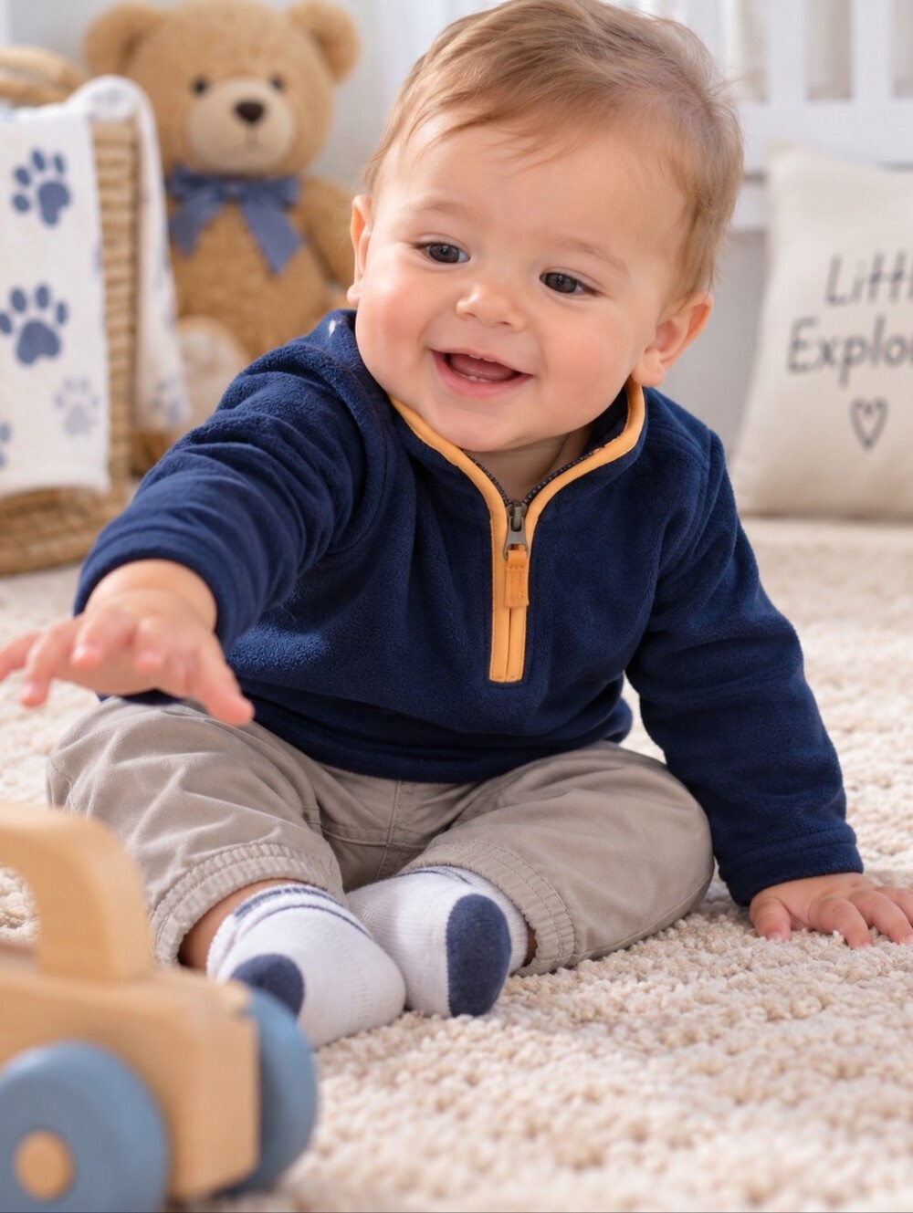 Carter's Baby Boy 1/4 Fleece Pullover, Size 9M